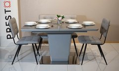 Комплект стол Паскаль серый и стулья Монтана светло-серый