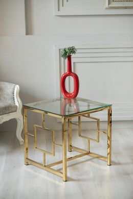Кофейный стол CL-2 прозрачный + золото 55x55