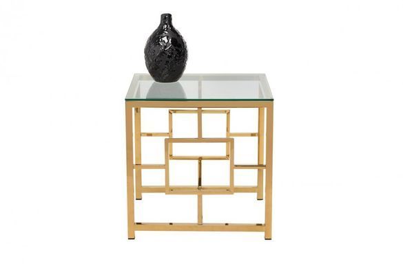 Кофейный стол CL-2 прозрачный + золото 55x55