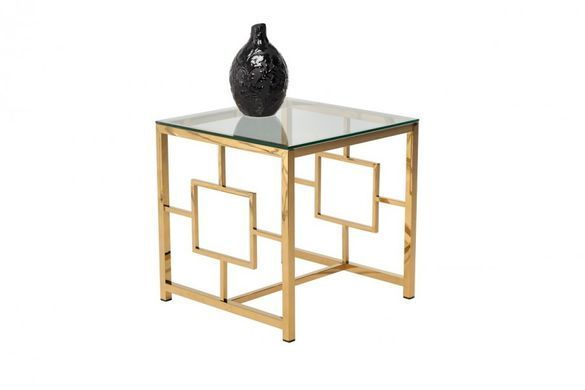 Кофейный стол CL-2 прозрачный + золото 55x55