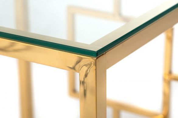 Кофейный стол CL-2 прозрачный + золото 55x55