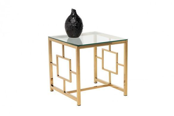 Кофейный стол CL-2 прозрачный + золото 55x55
