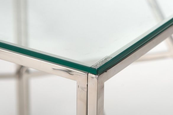 Журнальний стіл CF-2 прозрачный + серебро 55x55