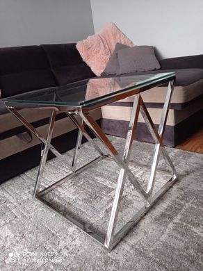 Журнальний стіл Zegna B 55х55 Прозорий / Срібний