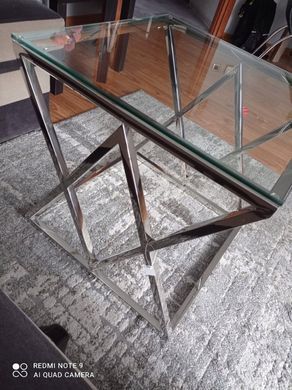 Журнальний стіл Zegna B 55х55 Прозорий / Срібний