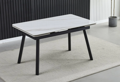 Стіл обідній розкладний MADRID CERAMIC 140(200)*85 білий глянець / чорний каркас